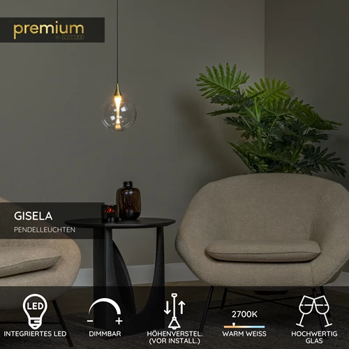 Lucide GISELA - Pendelleuchten - Ø 16 cm - LED Dim. - 1x5W 2700K - Transparent | Premium - USP